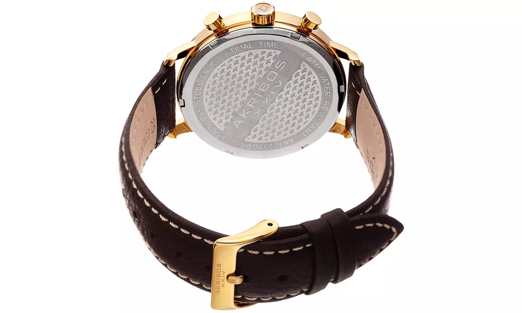 Akribos XXIV Men's Chronograph Date Brown Leather Strap Watch