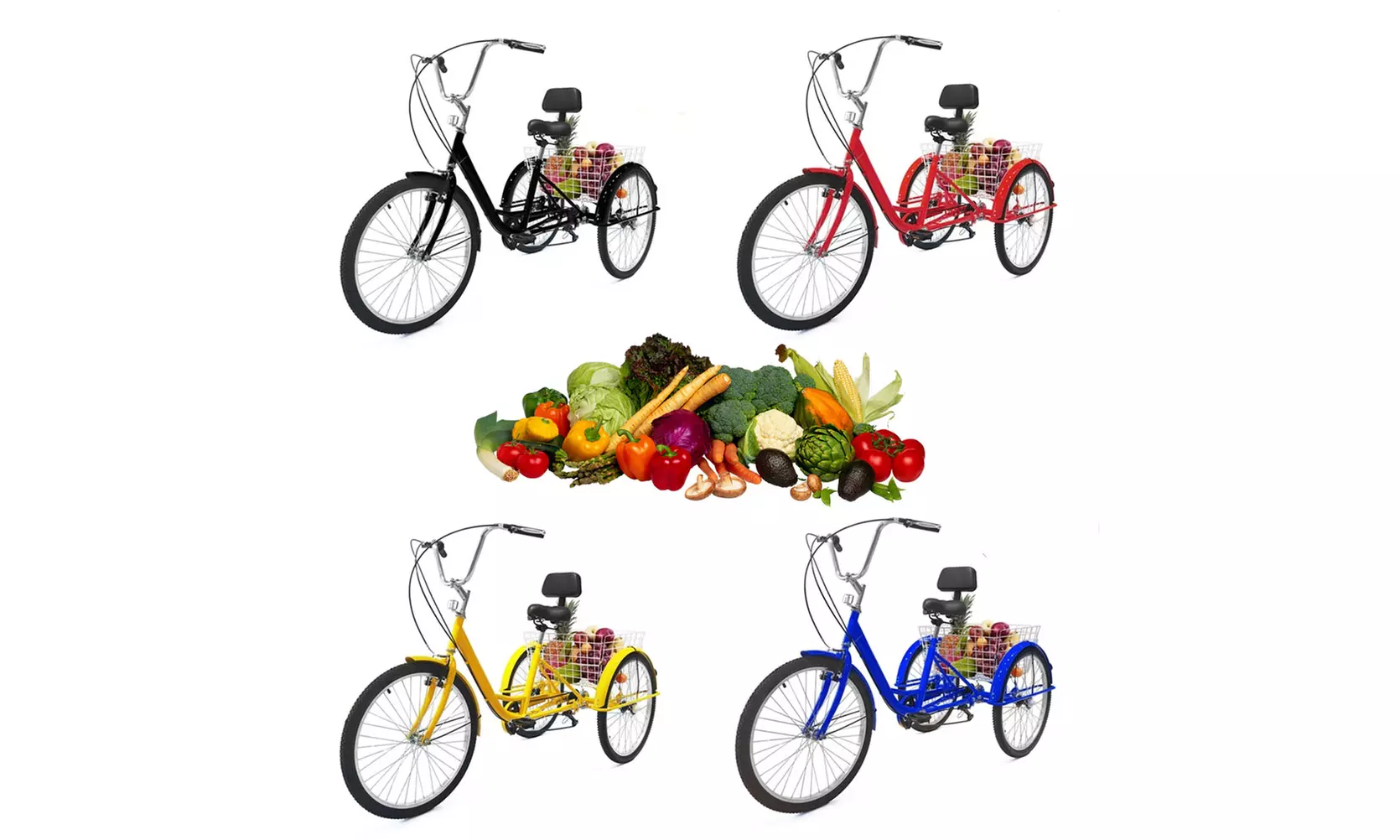 Silpada Bike 24"/26''  Basket Shopping Cart 3-Wheel Adult Tricycle Trike Bicycle - Primary Image