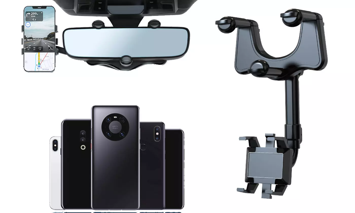 Universal 360 Rotatable And Retractable Car Phone Holder Rearview Mirror Bracket - Primary Image