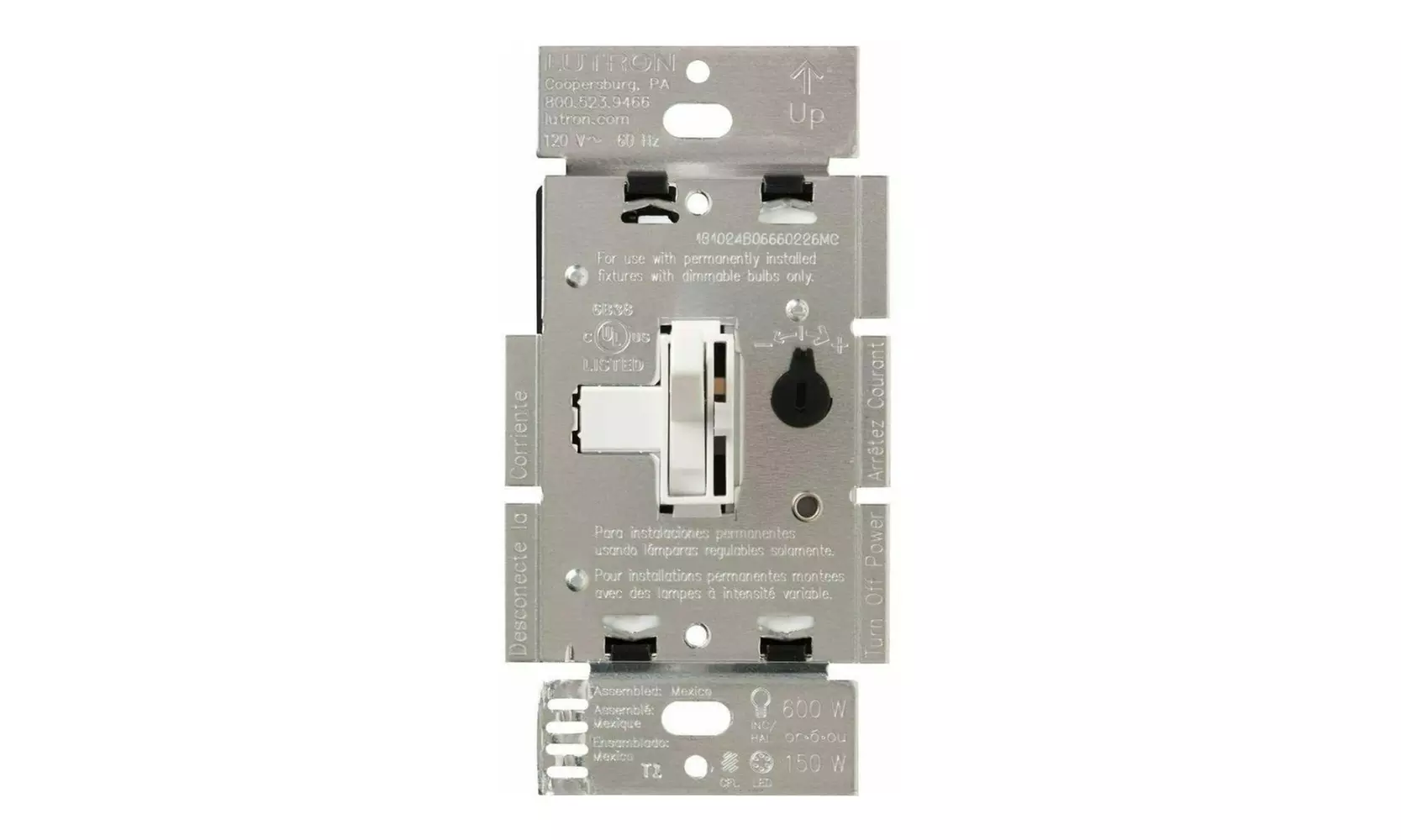 Lutron Single-Pole or 3-Way Toggler LED Plus Dimmer Switch (White) - Second Medium