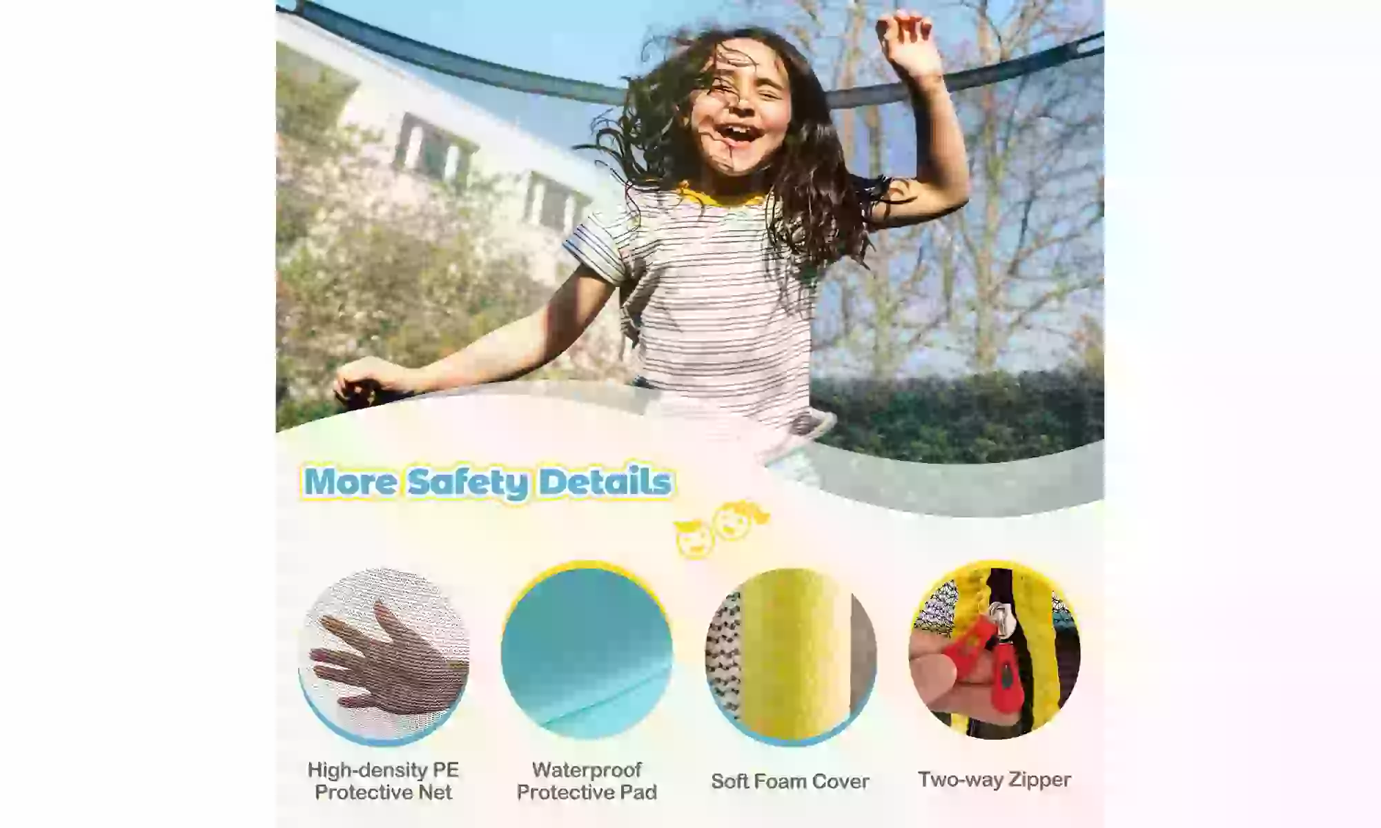 Costway 48" Toddler Trampoline for Kids w/ Safety Enclosure Net Heavy-duty Frame