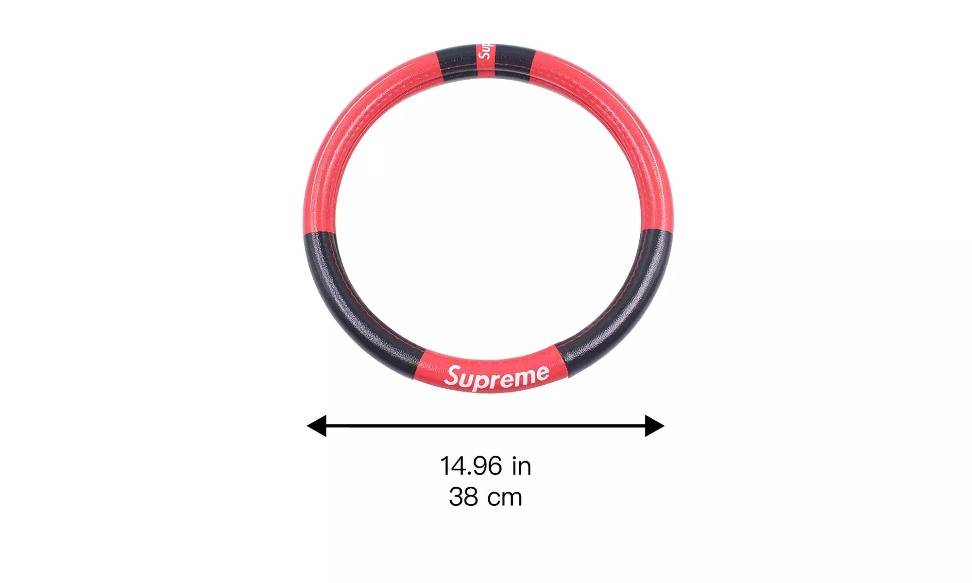 Supreme Steering Wheel Cover Black and Red Label for Universal Auto Car - Second Medium