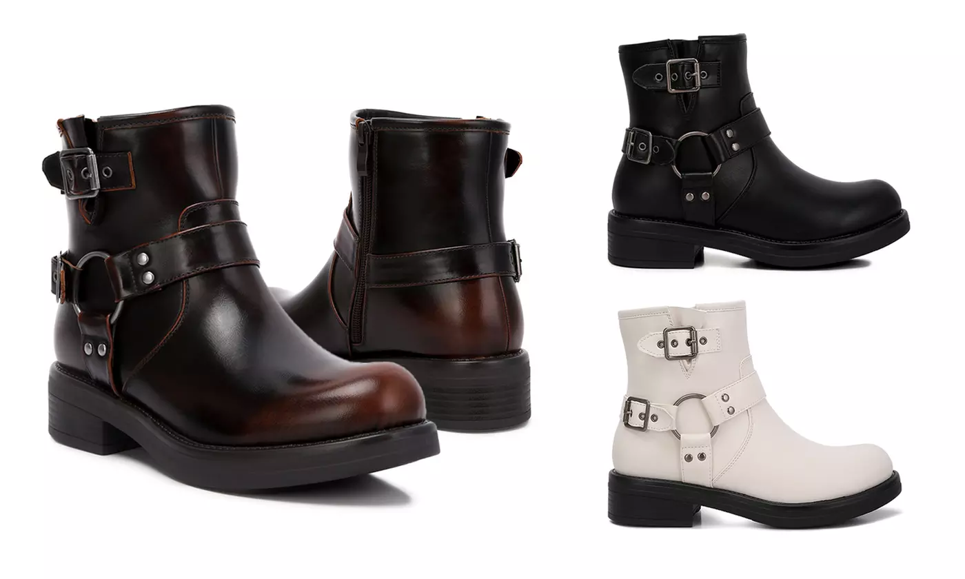 London Rag Allux Faux Leather Motorcyle Boots - Primary Image