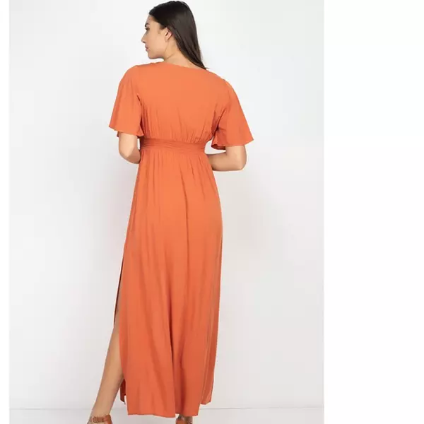 Side Slit Smocked Waist Maxi ... | Groupon Goods