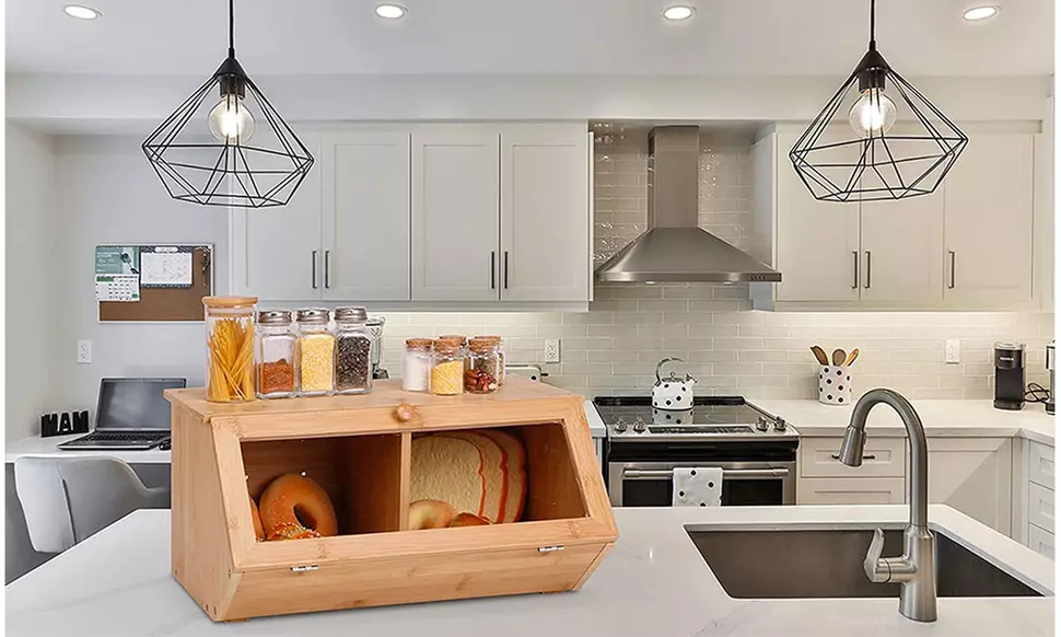 Bamboo Stackable Bread Box For Kitchen Counter - Primary Image