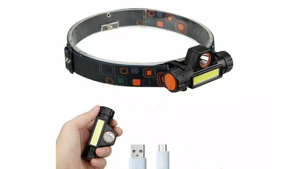 2 Modes Headlamp Head Light Rechargeable XPE COB Flashlight - Primary Image