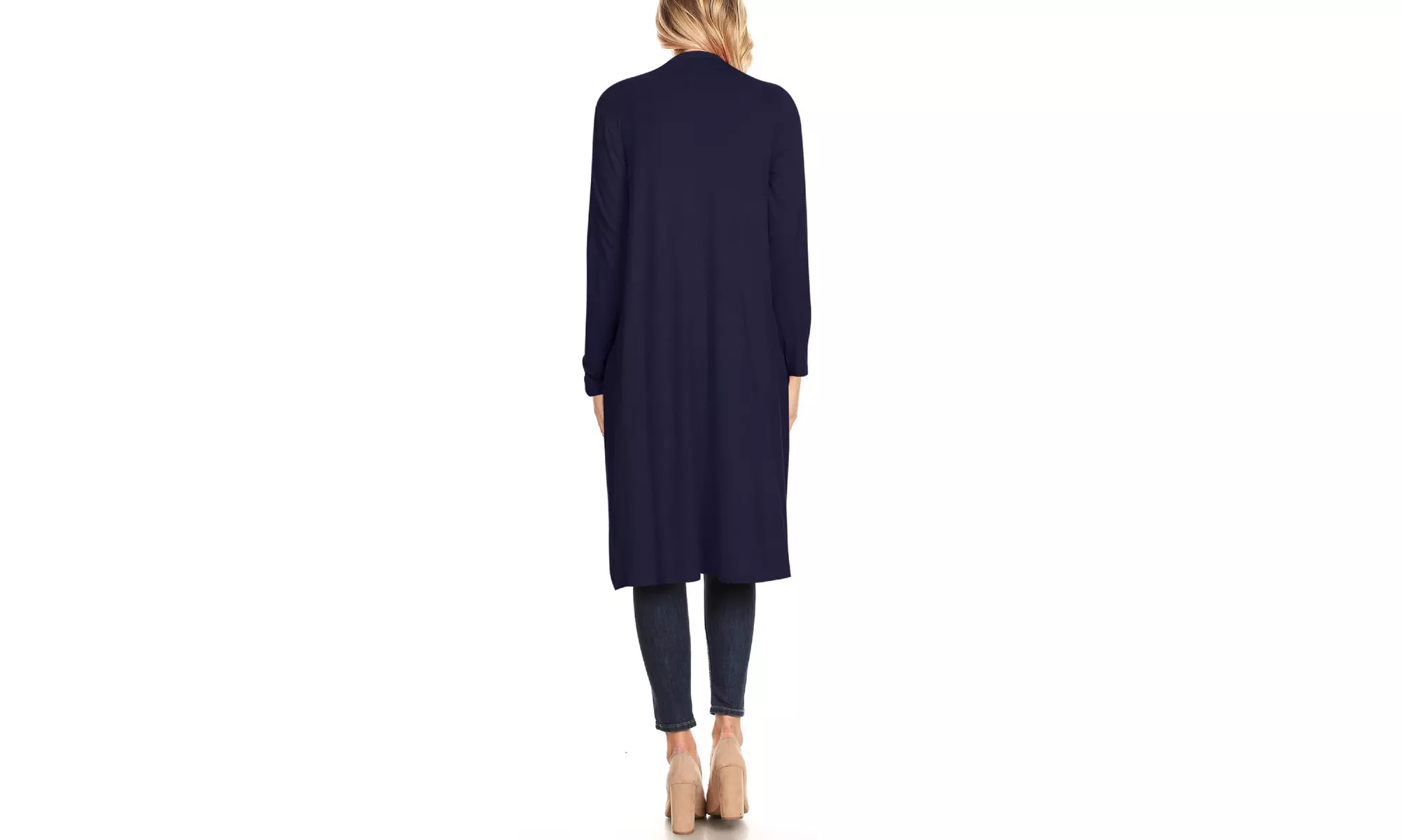Women's Casual Open Front Side Pockets Solid  Long Cardigan