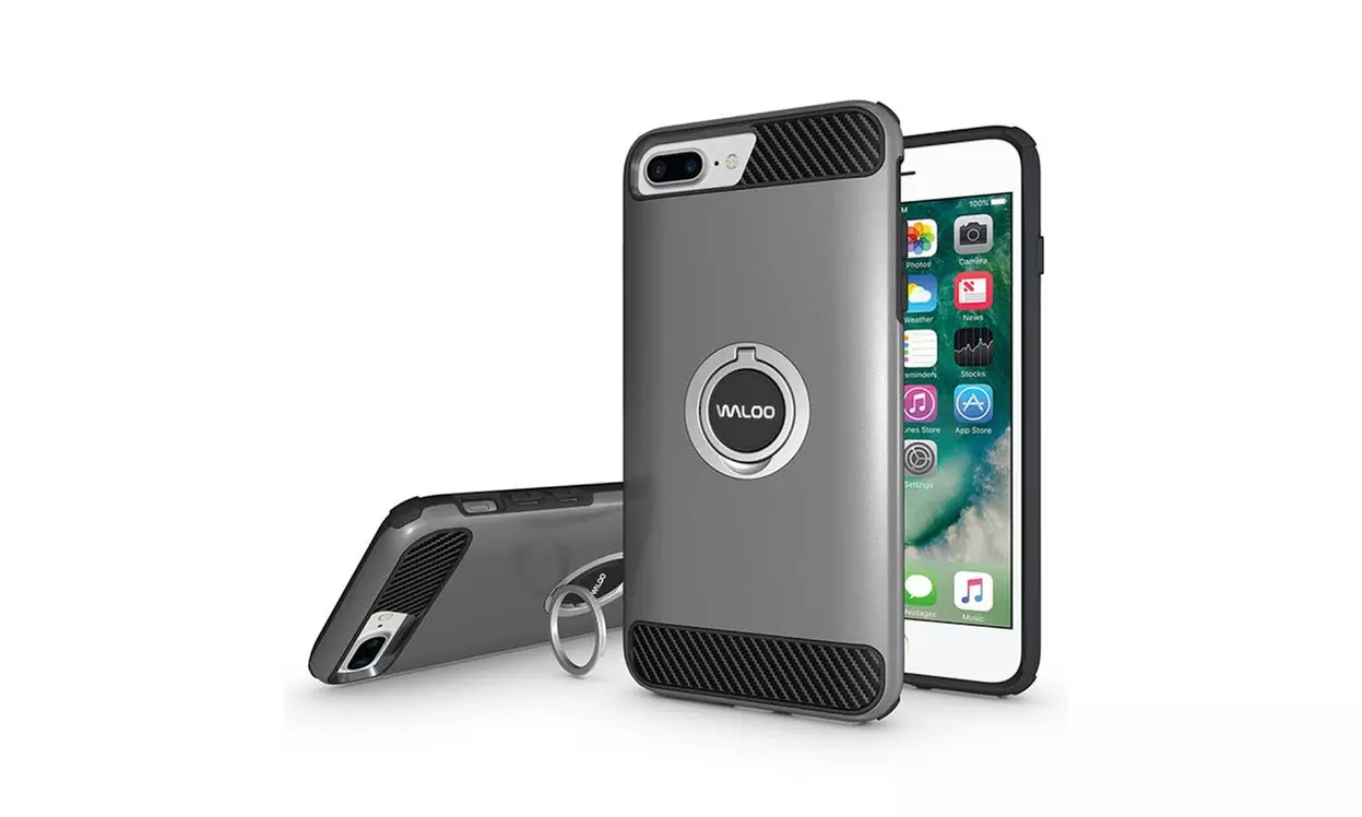 Waloo Dual-Layer Carbon-Fiber Kickstand Case For iPhone 6/7/8 & 6/7/8 Plus