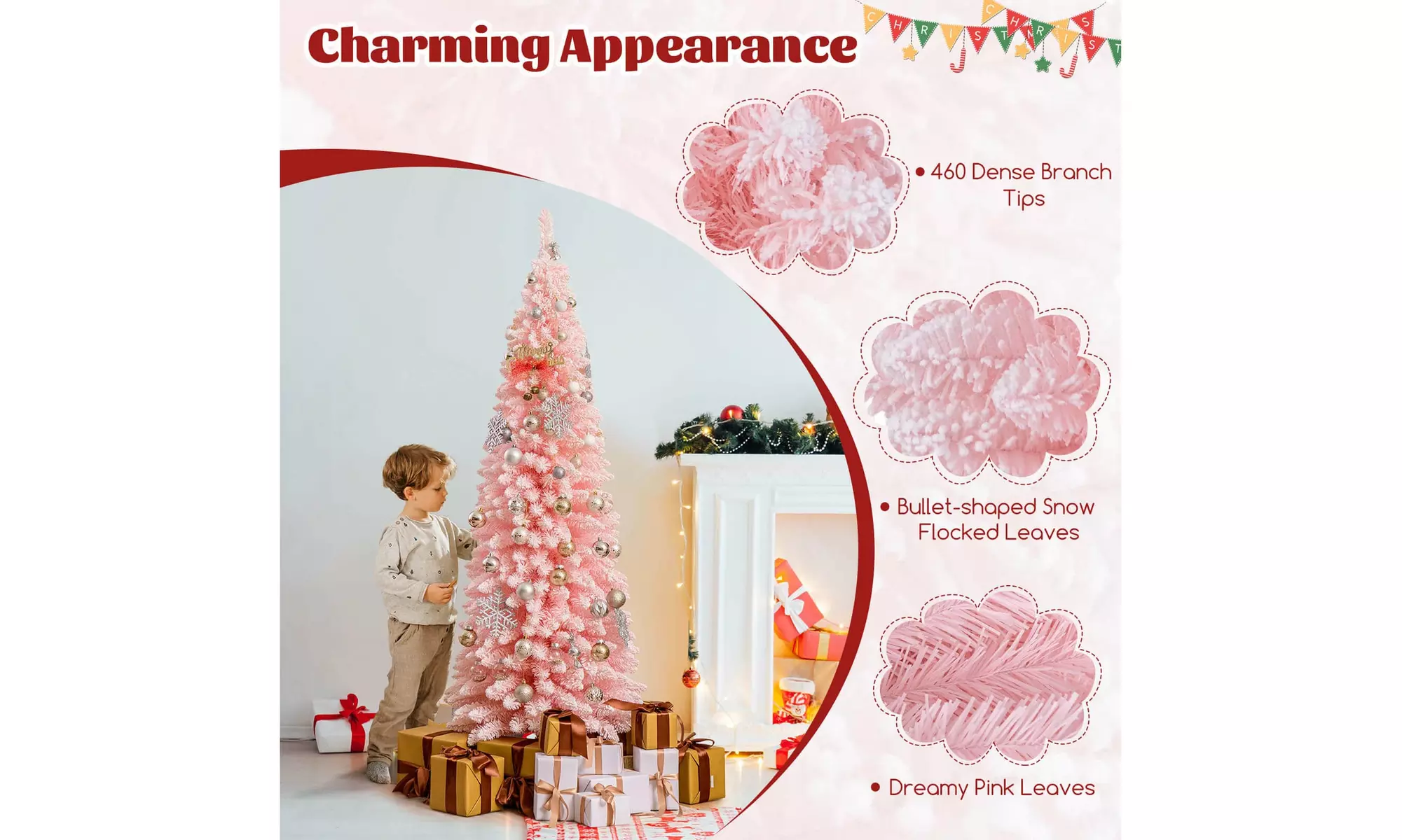 Costway 5/6/7/8 FT Artificial Christmas Tree with 328 Branch Tips Metal Stand