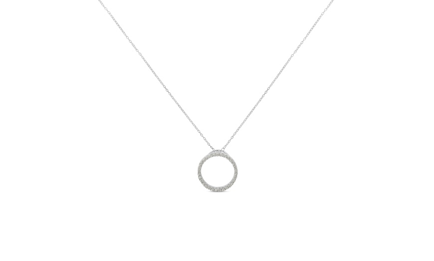 Image 2: Sterling-Silver 1/3ct TDW Diamond Hoop Circle Pendant Necklace (I-J, I2-I3)