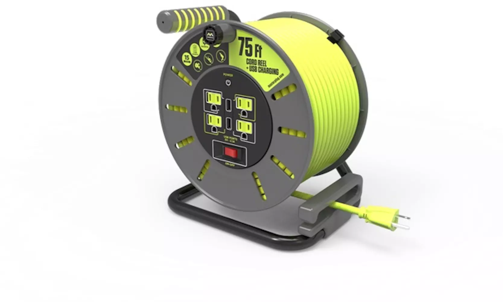 Pro-XT Masterplug Extension Cord Open Reels with AC & 2.1A USB Charging Ports - Second Medium