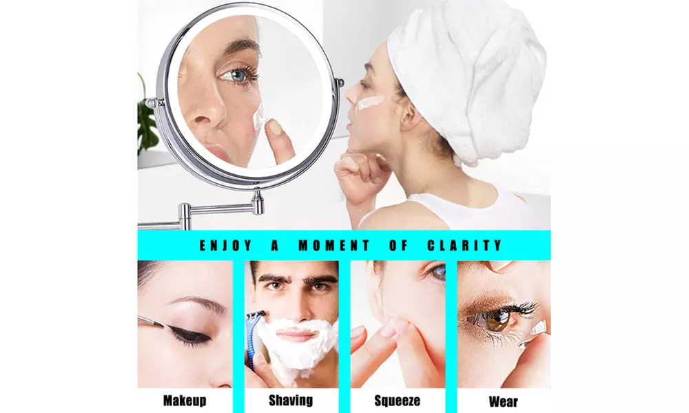 LED Wall Mount Two-Sided Magnifying Makeup Vanity Mirror
