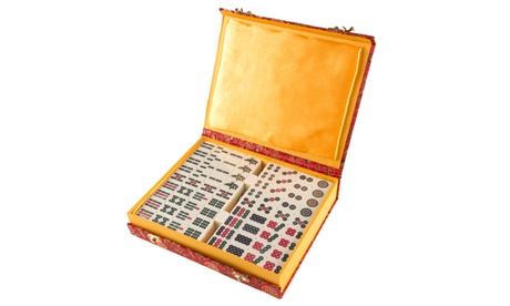 Chinese Mahjong Game Set With 146 Tiles Dice And Ornate Storage Case