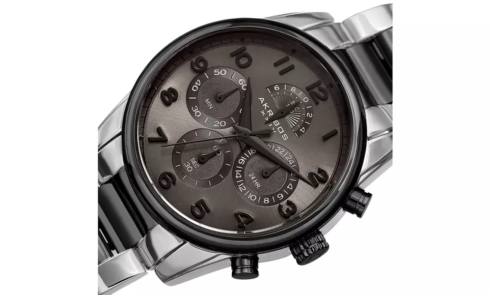 Men's Akribos XXIV Chronograph Dial Stainless Steel Link Bracelet