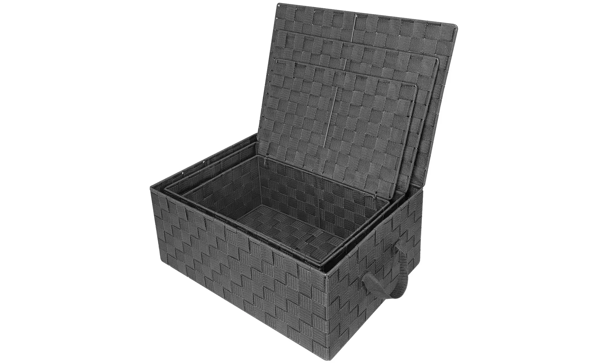 3-Pack Storage Box w/ Lid for Closet & Shelves - Woven Fabric Basket Organizer