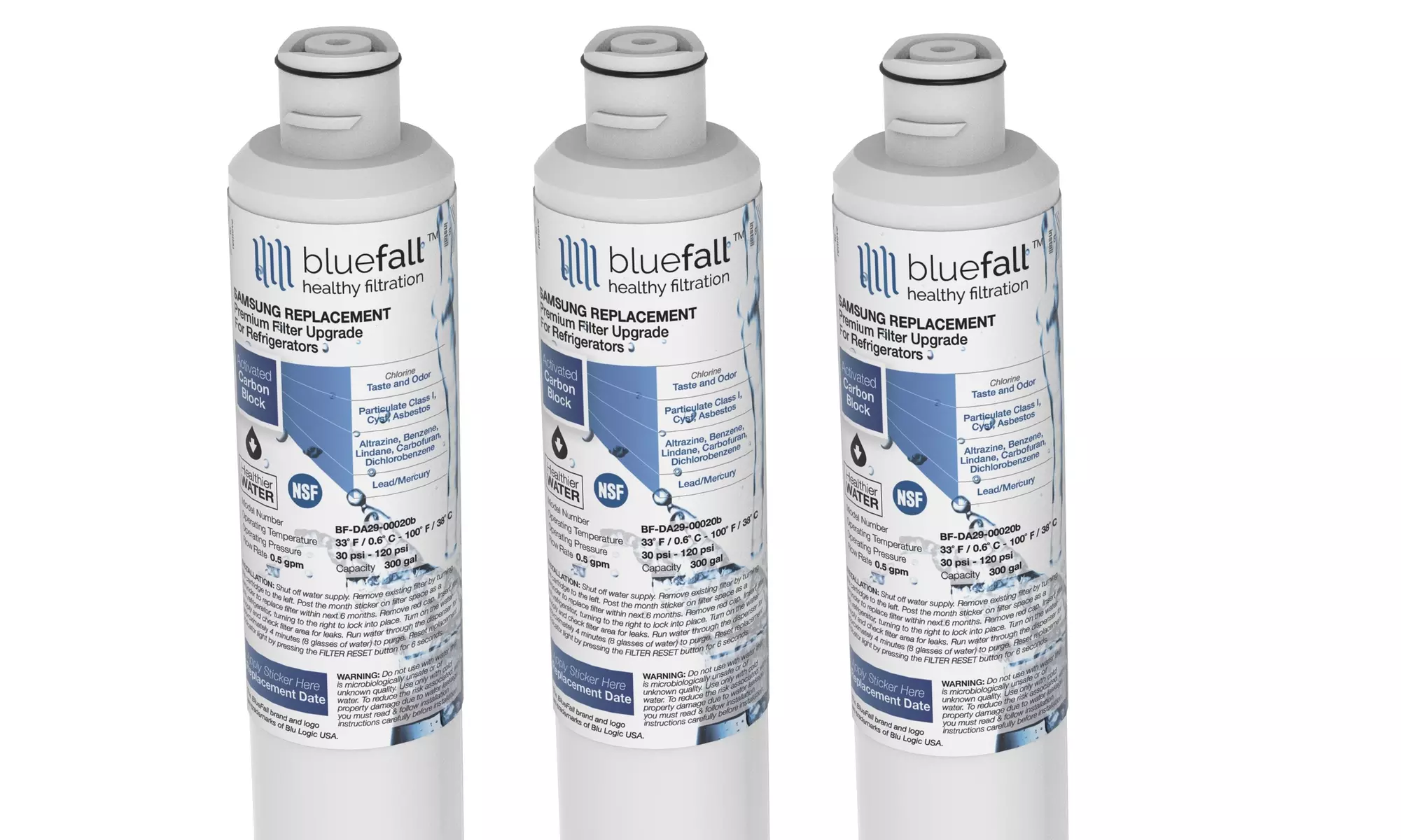 3 Samsung Compatible Da29-00020b Refrigerator Water Filter by Bluefall