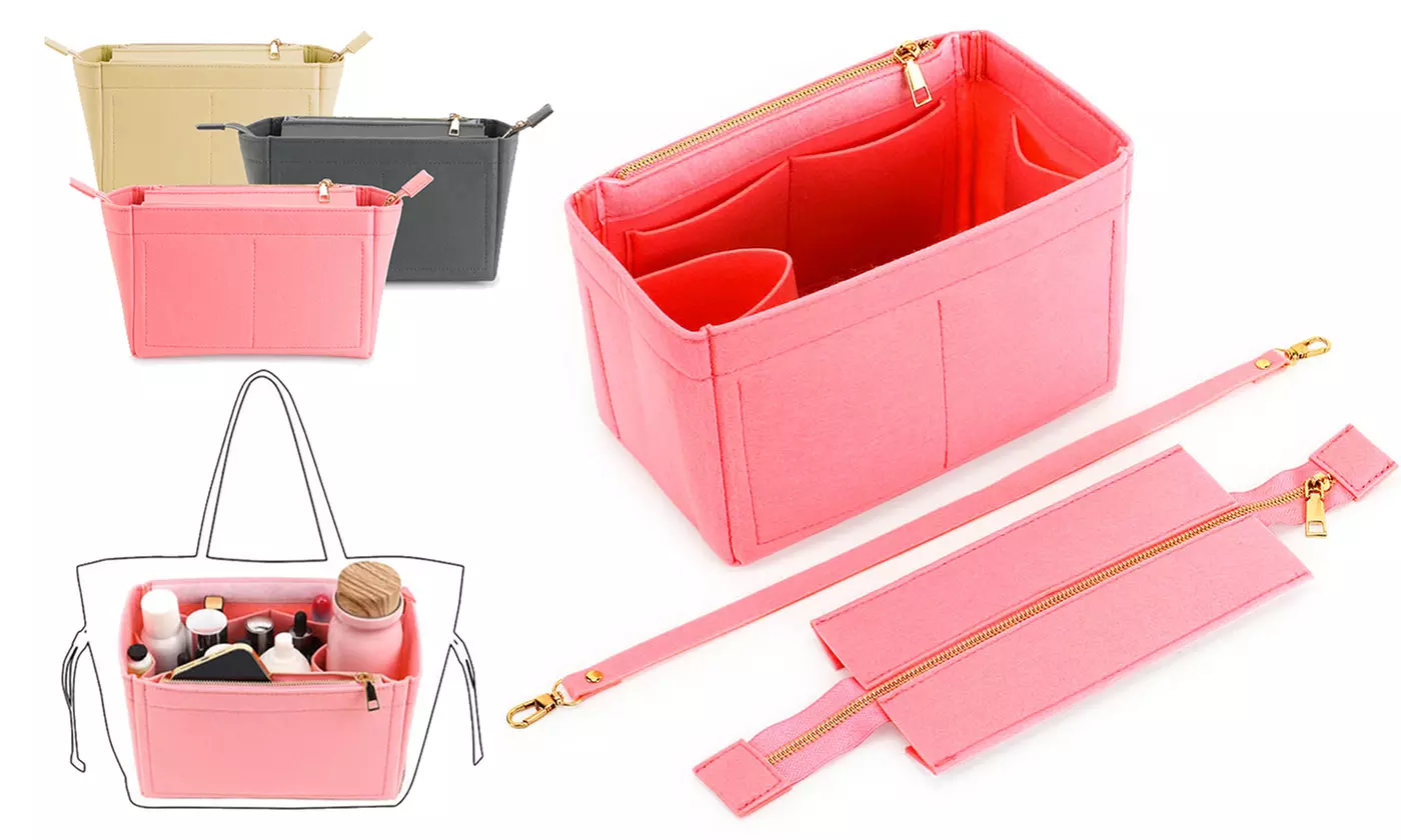 Purse Organizer Insert Felt Bag Organizer with Zipper Handbag Tote Shaper - Primary Image