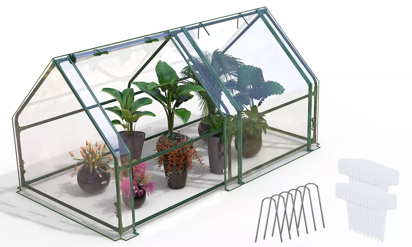 iMounTEK Mini Greenhouse with Roll-Up Doors and UV-Resistant Waterproof Cover