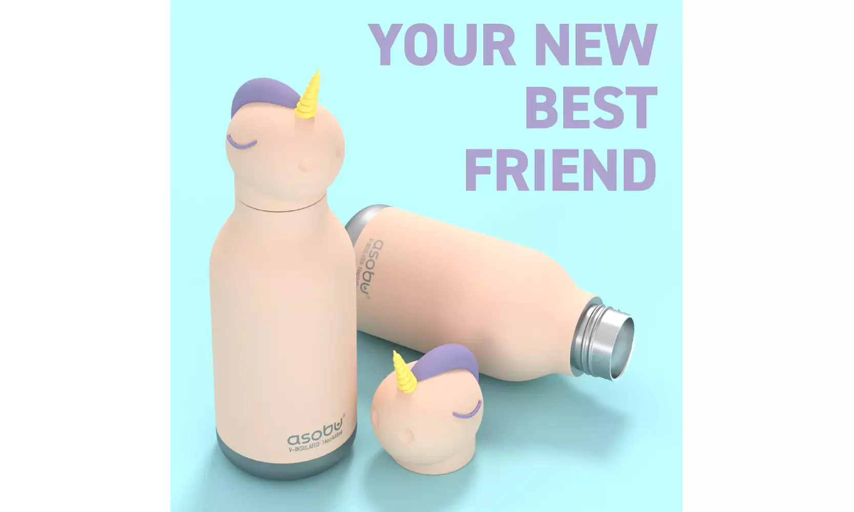Asobu Kids Bestie Bottles Insulated Stainless Steel Water Bottle with Straw 16oz