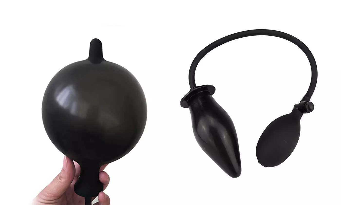 Soft Black Pump Up Air-filled Silicone Anal Plug  - Primary Image