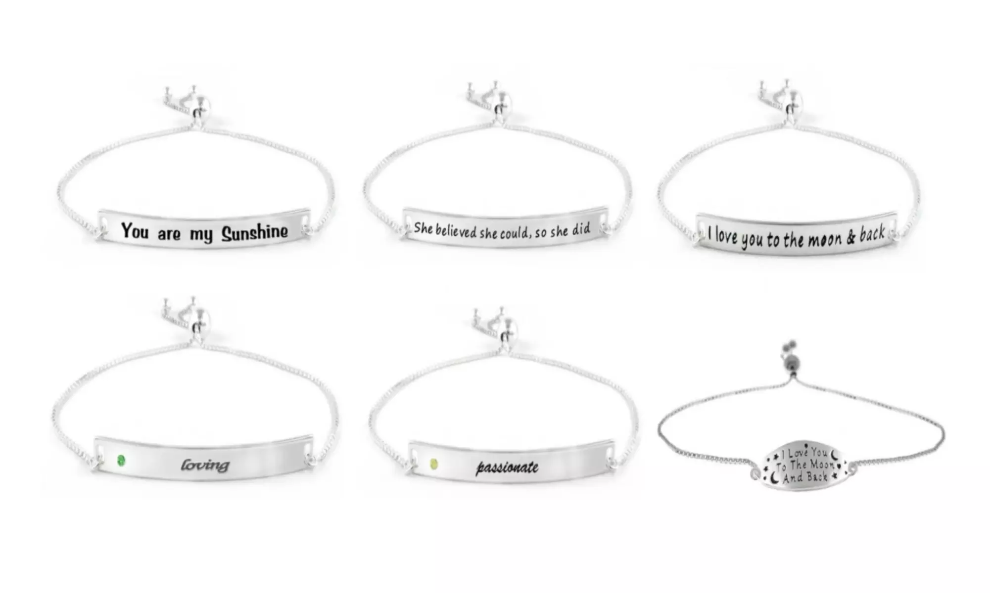 925 Sterling Silver Adjustable Bracelet With Love Engravings - Multiple Options