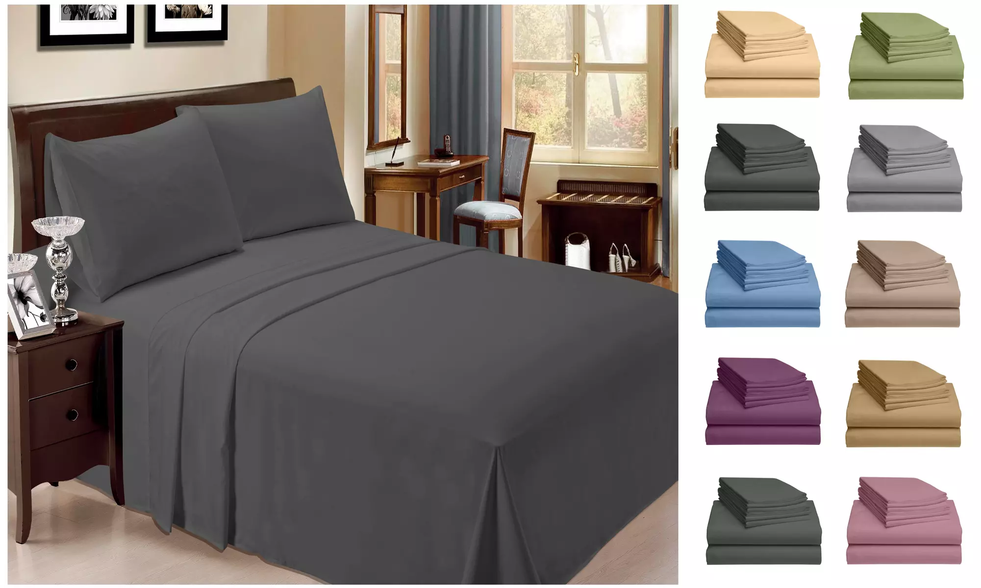 6 Piece Bamboo Sheet Set w/ 18 Inch Deep Pocket by LuxClub - 10 Colors - Group 2 - Primary Image