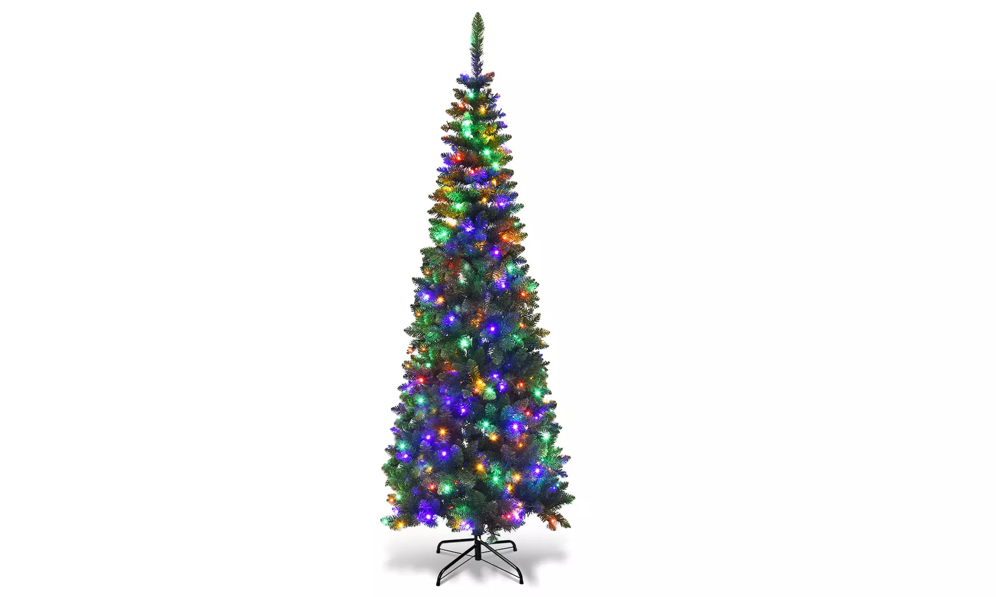 Costway 4.5/6.5/7.5ft Pre-Lit Hinged Artificial Fir Pencil Christmas Tree 