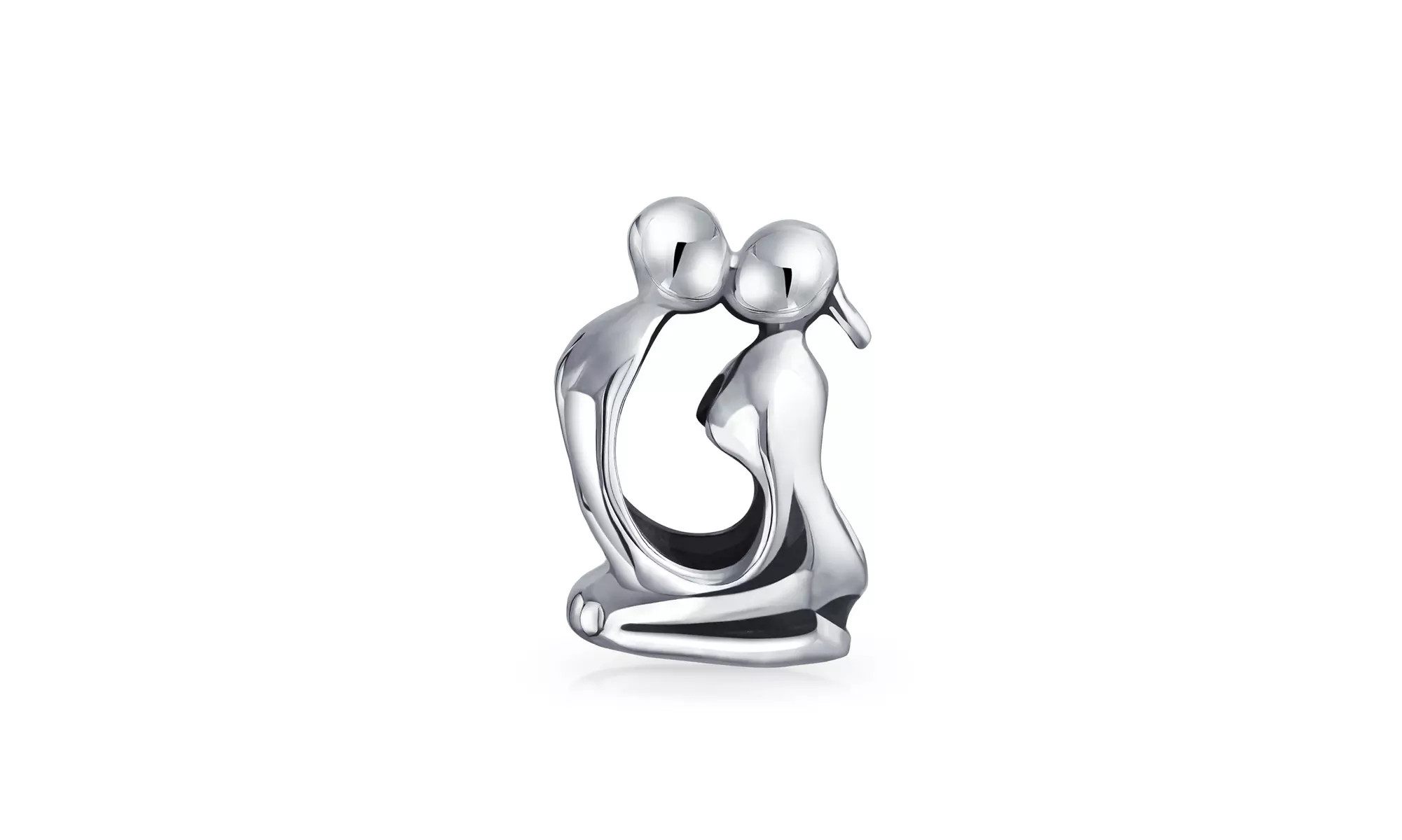 Couples Kissing Lovers Sculpture Charm Bead .925 Sterling Silver - Primary Image
