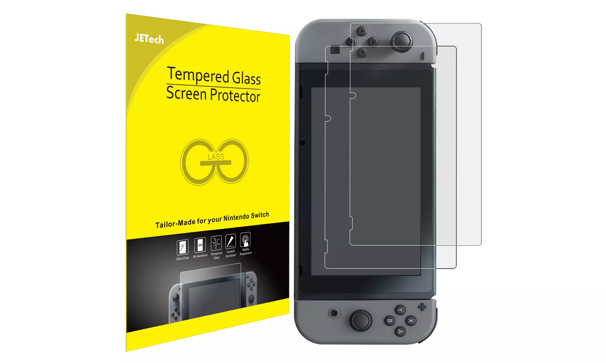 JETech Screen Protector for Nintendo Switch 2017, Tempered Glass Film, 2-Pack - Primary Image