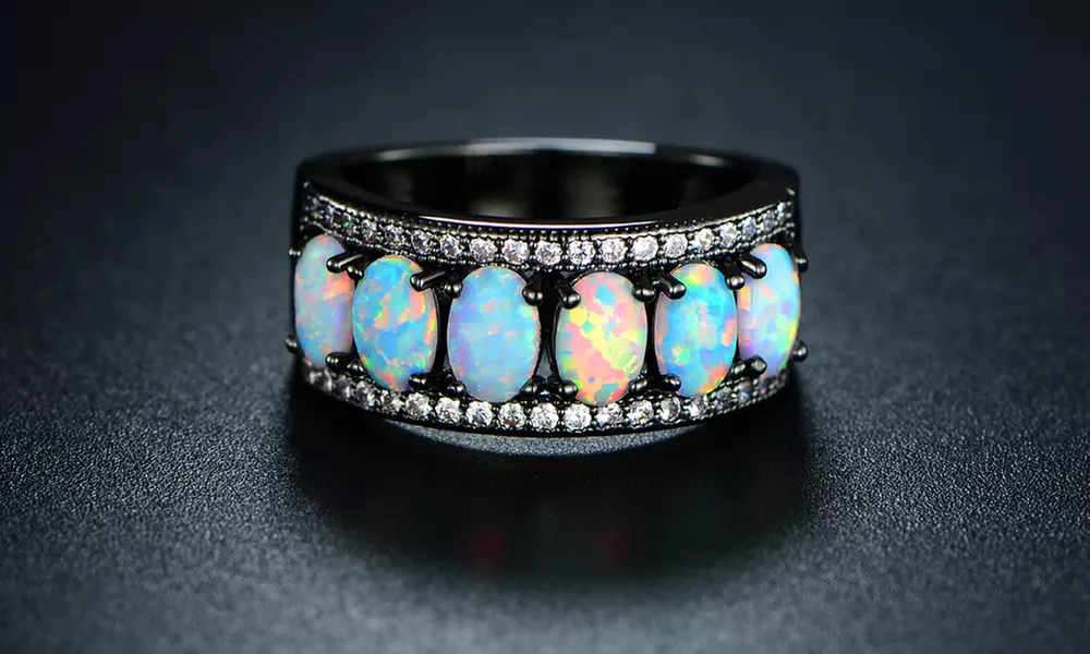 Oval-Cut White Fire Opal Ring By Peermont - Primary Image