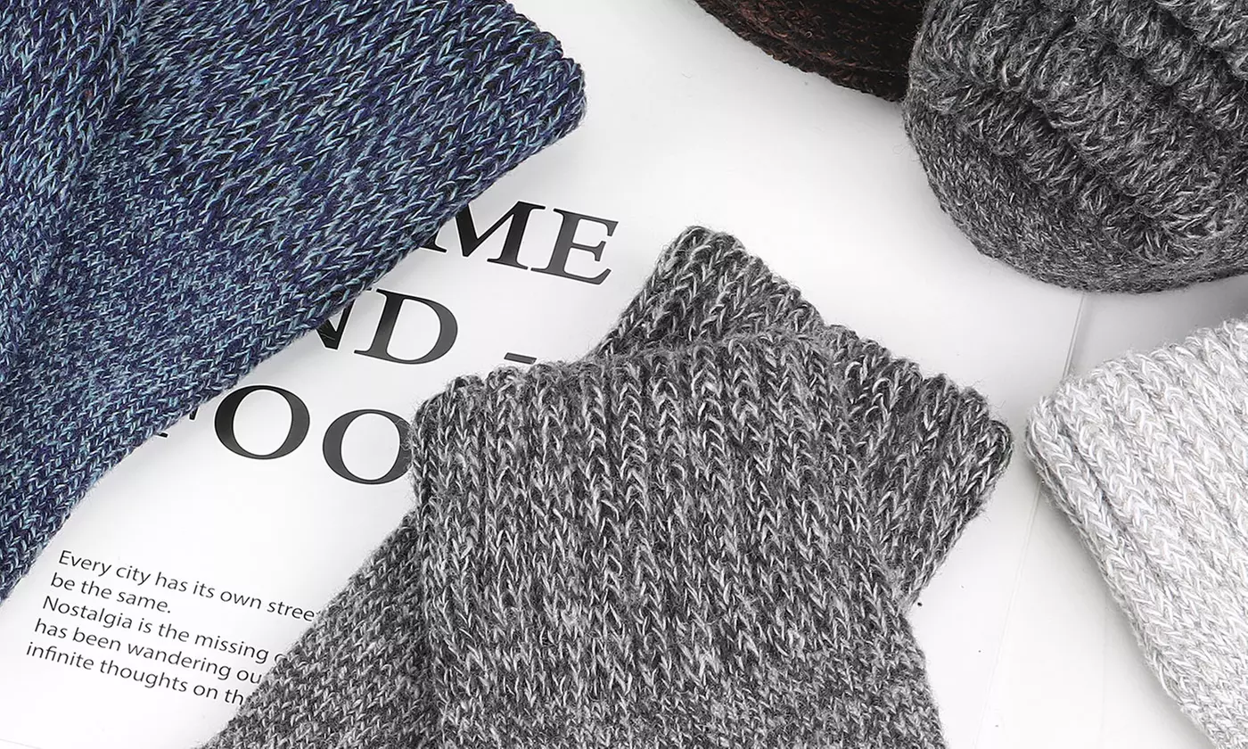 3 Pairs Men's Ultra-Thick Winter Warm Breathable Wool Hiking Crew Socks