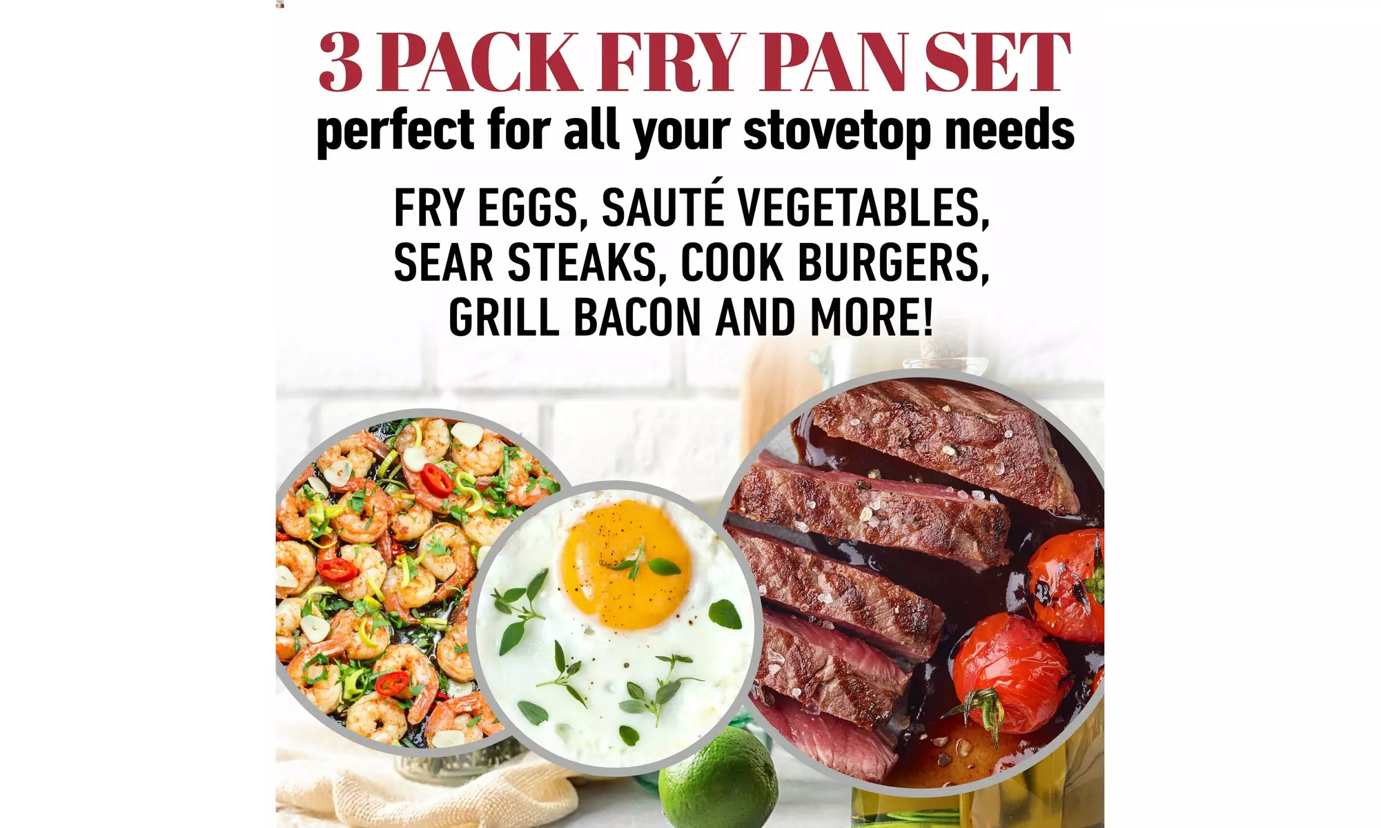Granitestone 3-Piece Nonstick Frying Pans Set (8, 10, 12 inch)