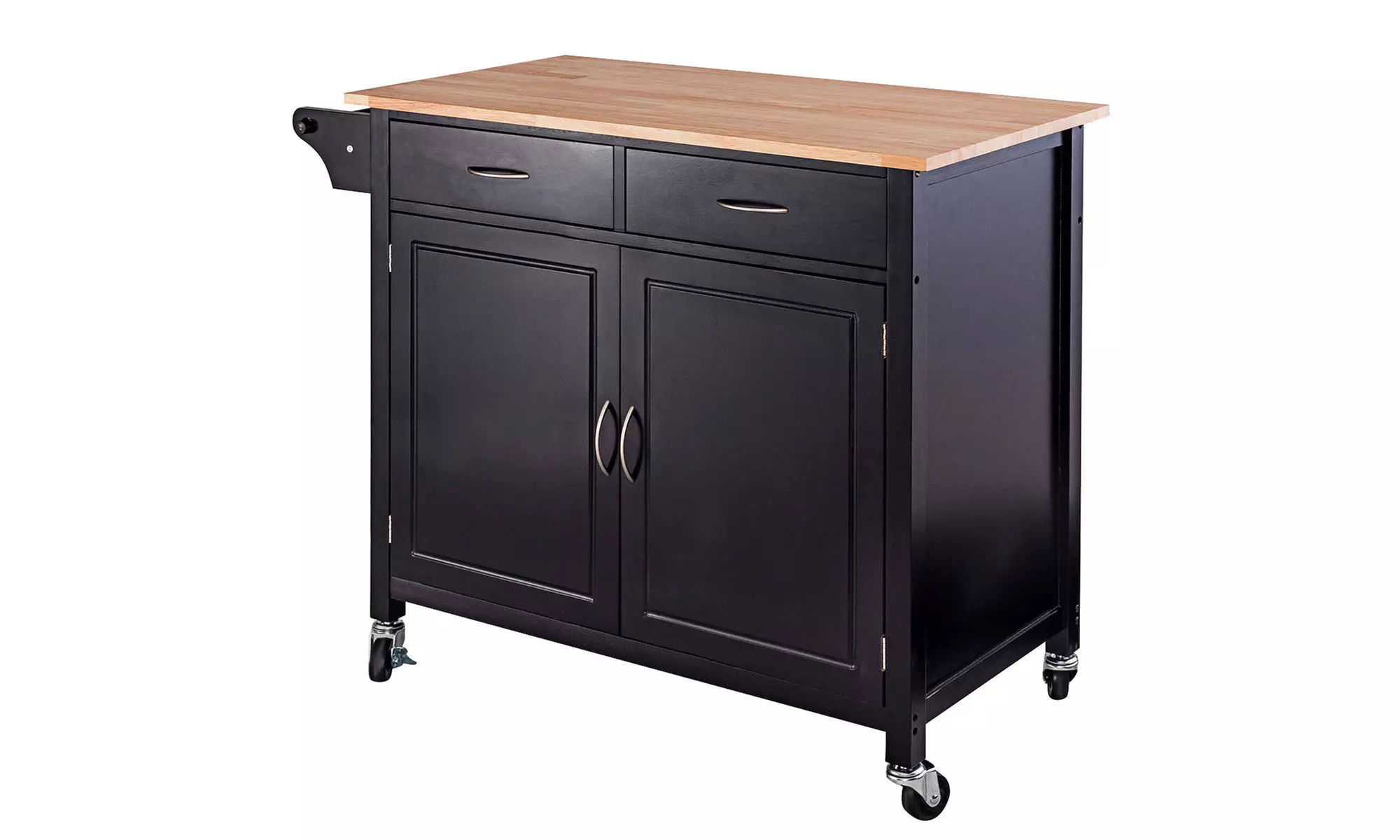 Rolling Kitchen Cart Island Wood Top Storage Trolley Cabinet Utility Modern