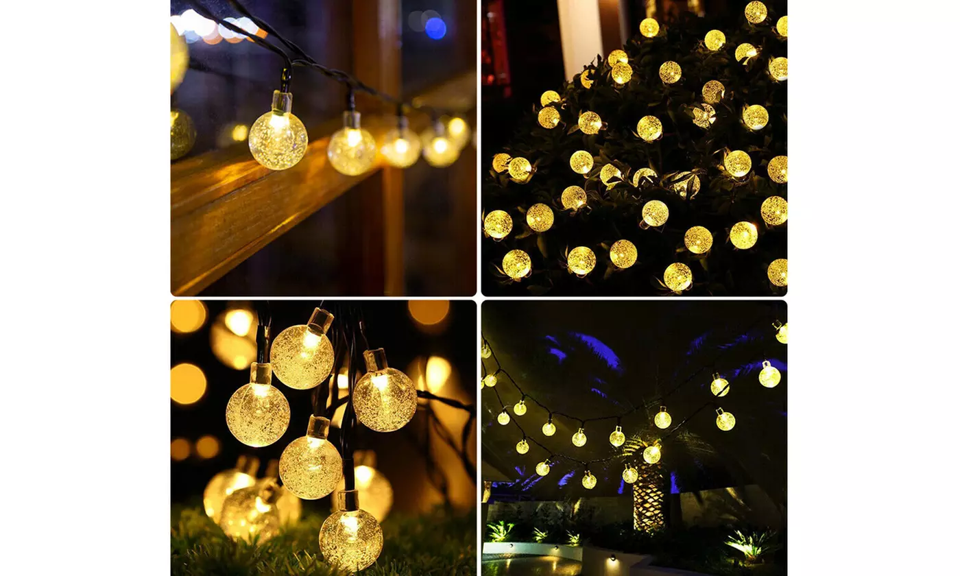 LED Solar String Ball Lights Outdoor Waterproof Garden Yard Decor