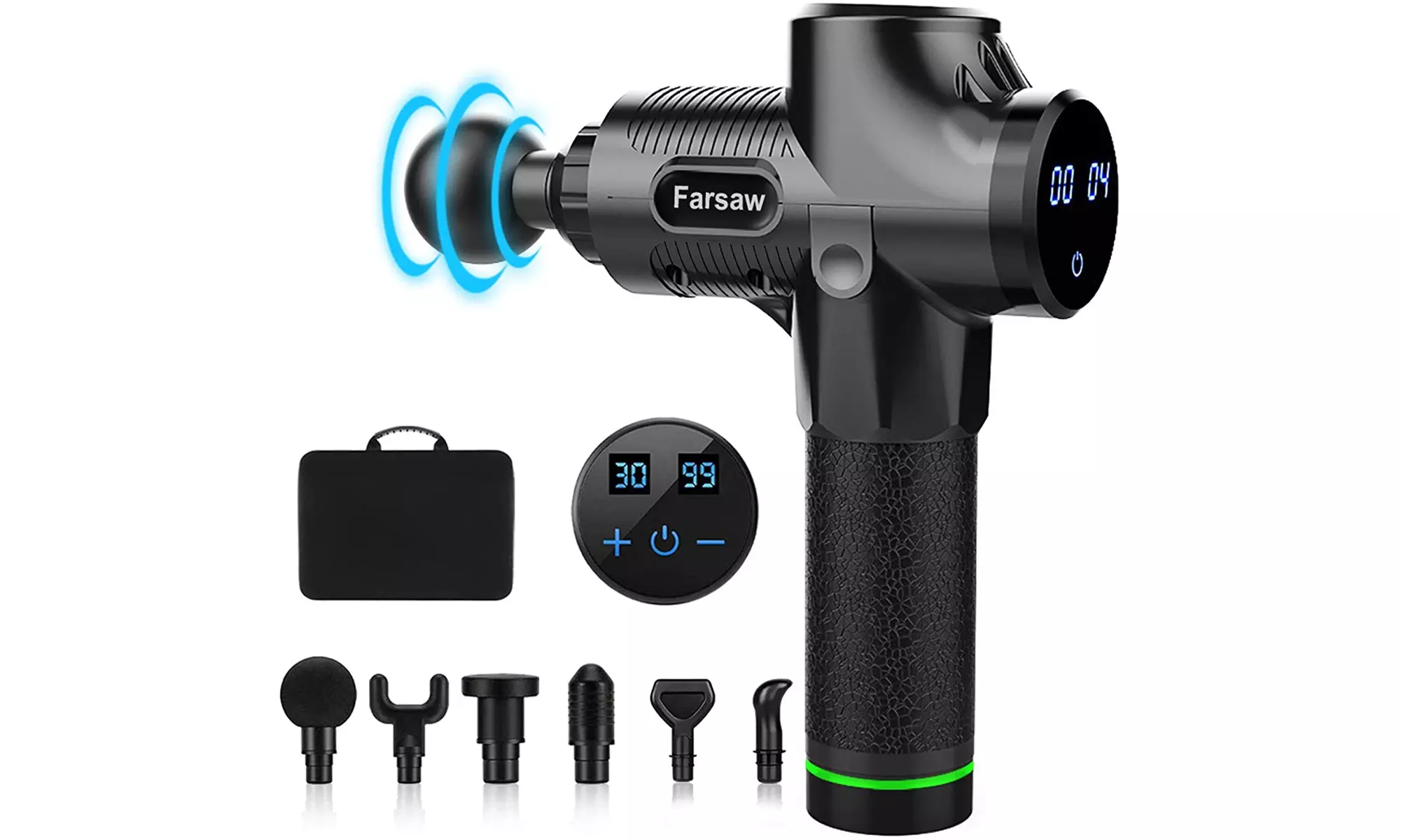 Massage Gun, Farsaw Deep Tissue Percussion Massager with 6 Heads - Second Medium