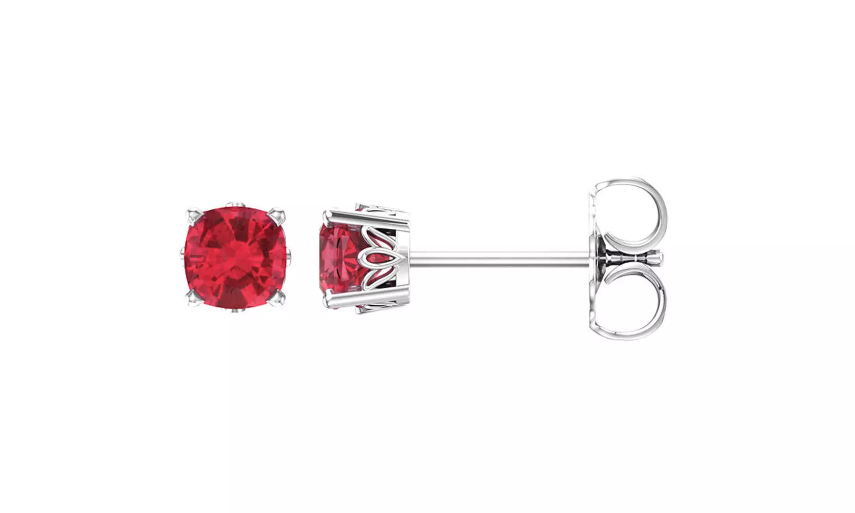 14K White Gold Chatham Created Ruby Rhodium-Plated stud Earrings - Primary Image