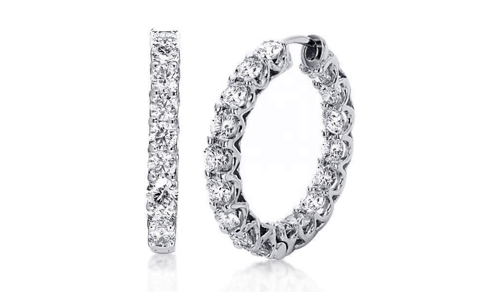 White Topaz Inside Out Hoop Earrings