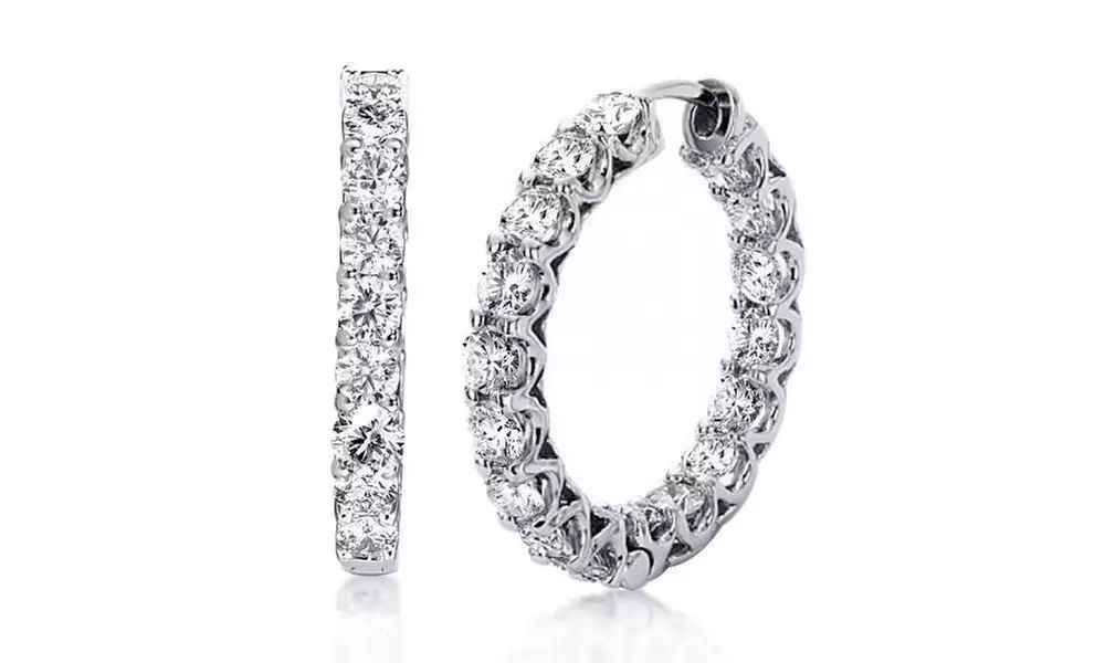 White Topaz Inside Out Hoop Earrings