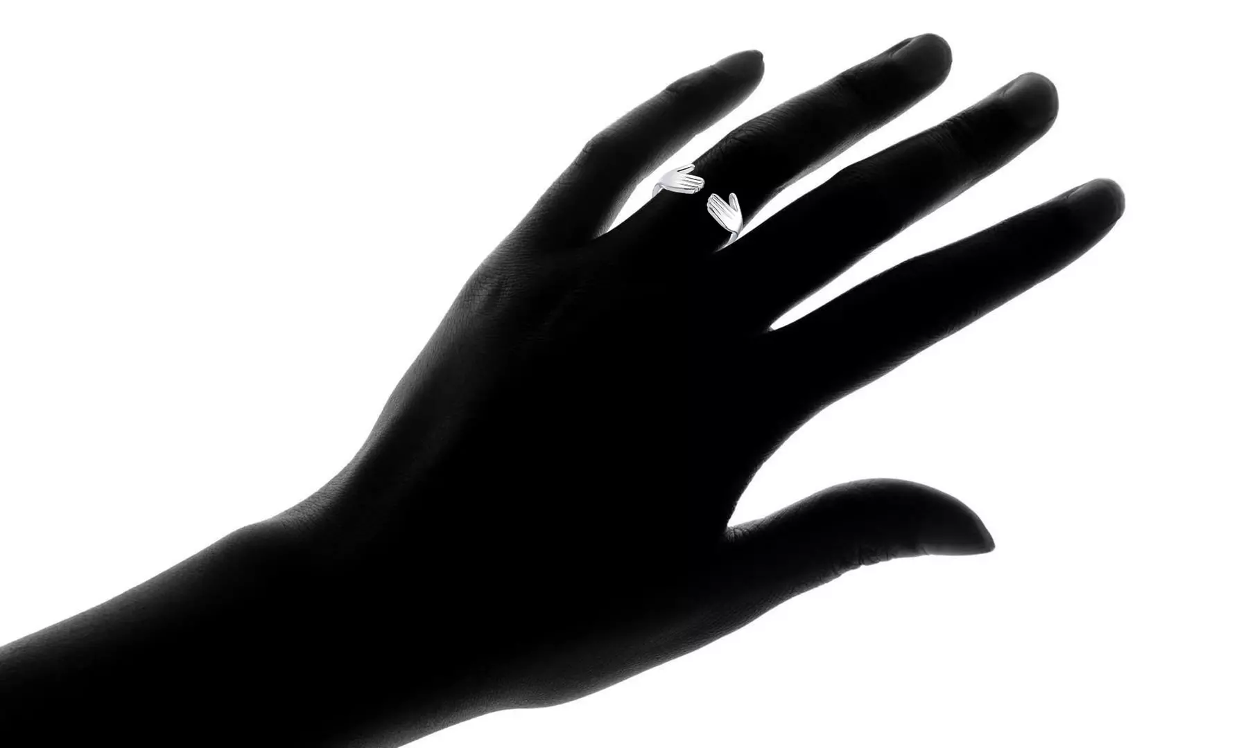 Sterling Silver Hugging Hands Adjustable Ring 