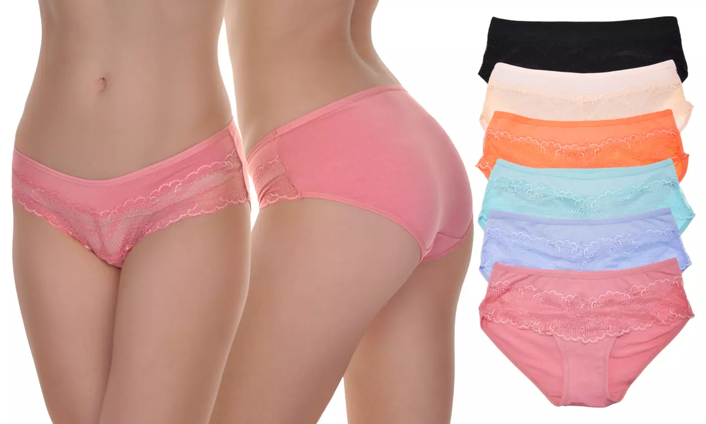 Angelina Six-Pack Cotton Hiphugger Panties for Women