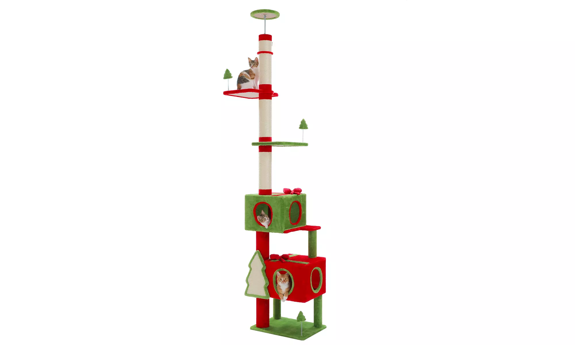 9 Feet Three Tier Floor-to-Ceiling Cat Tree Cat Climbing Tree