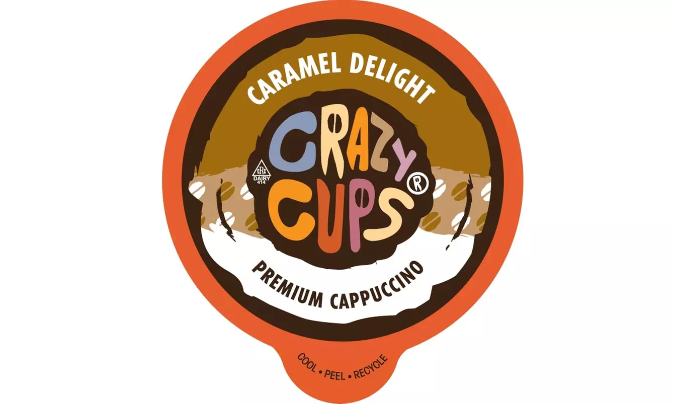 Crazy Cups Hot or Iced Cappuccino K Cups Carmel or Vanilla 22 or 80 ct