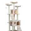 Image 2: 70'' Cat Tree Condo Sisal-Covered Scratching Posts Mouse Toy Pet Home Beige/Navy