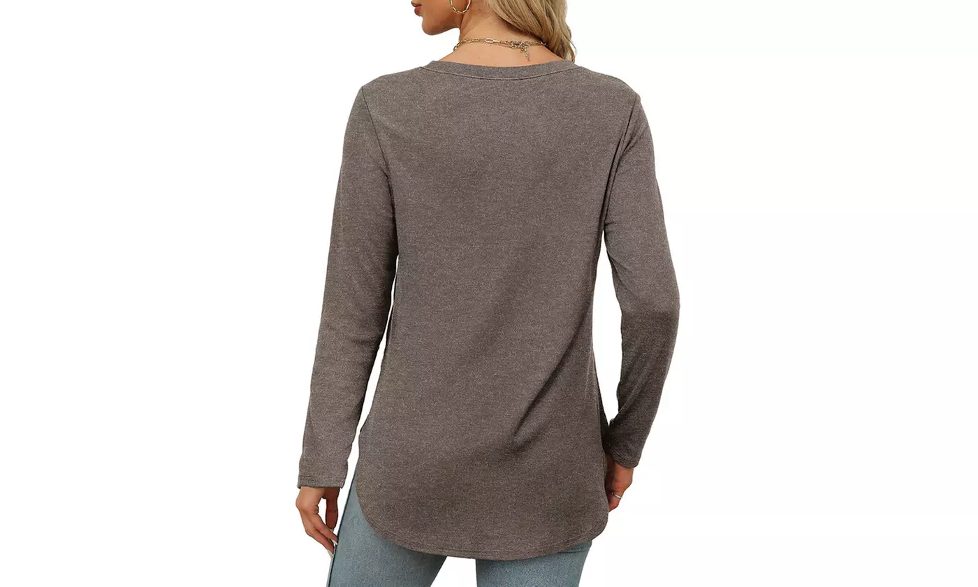 Bohuma Long Sleeve Round Hem Tunic Top