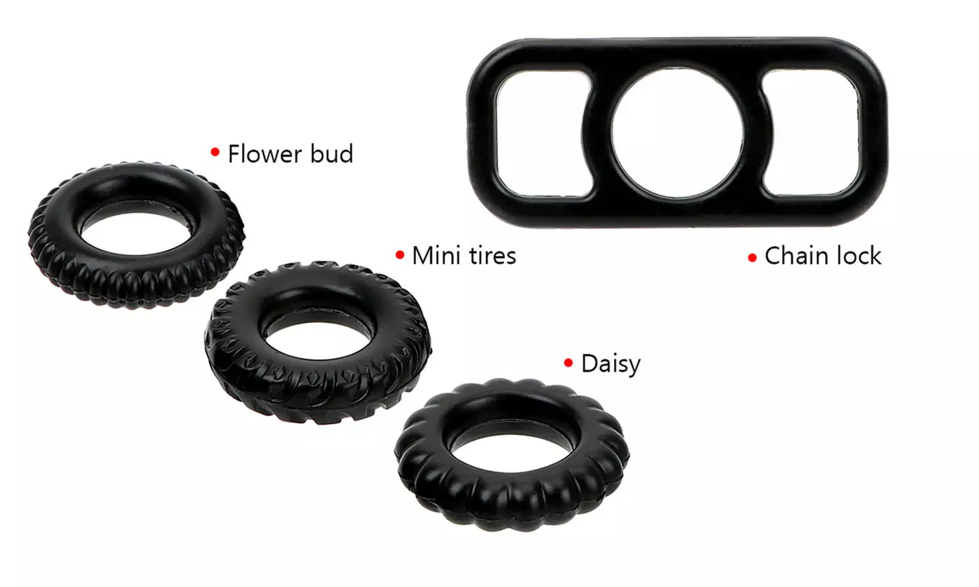 4pcs/set Silicone Penis Ring C-Ring Erection Enhancing