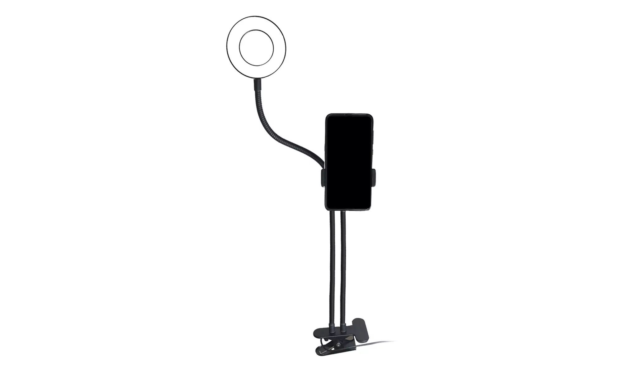 LED Ring Light with Phone Holder Clamp Long Arm for Selfie Live Stream Makeup - Second Medium