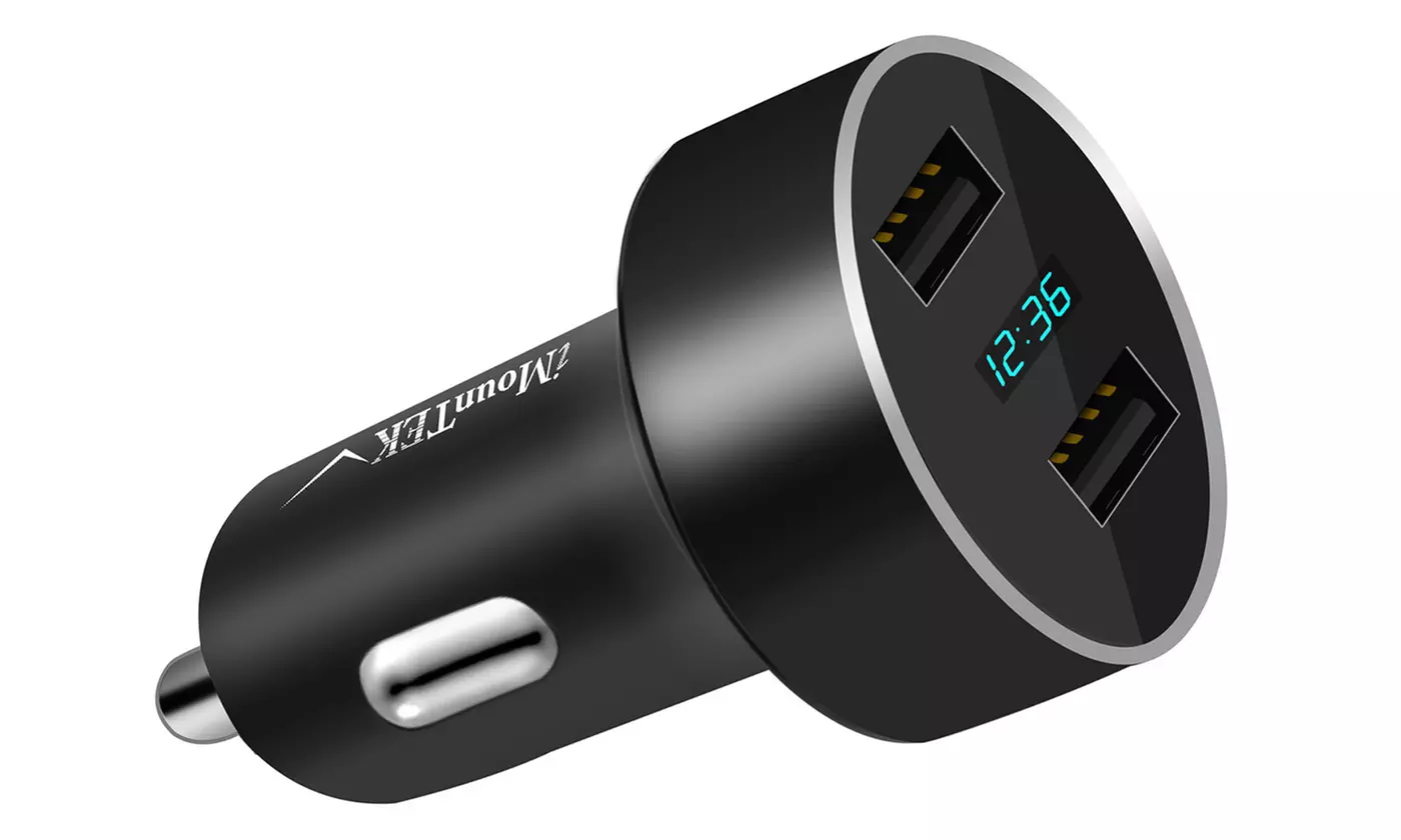 iMounTEK 15W/3.1A Dual USB LCD Display Car Charger Fast Car Charging Adapter - Primary Image