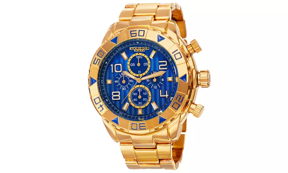 Akribos XXIV Men's Chronograph Quartz Bracelet Watch AKGP814YGBU - Primary Image