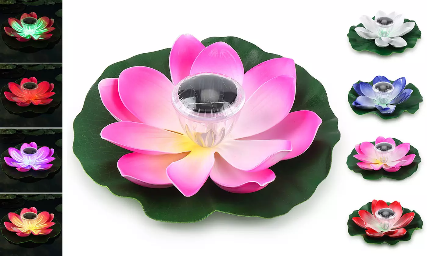 Solar Power Floating Pool Lights Artificial Lotus Flower Light for Pool Pond - Primary Image