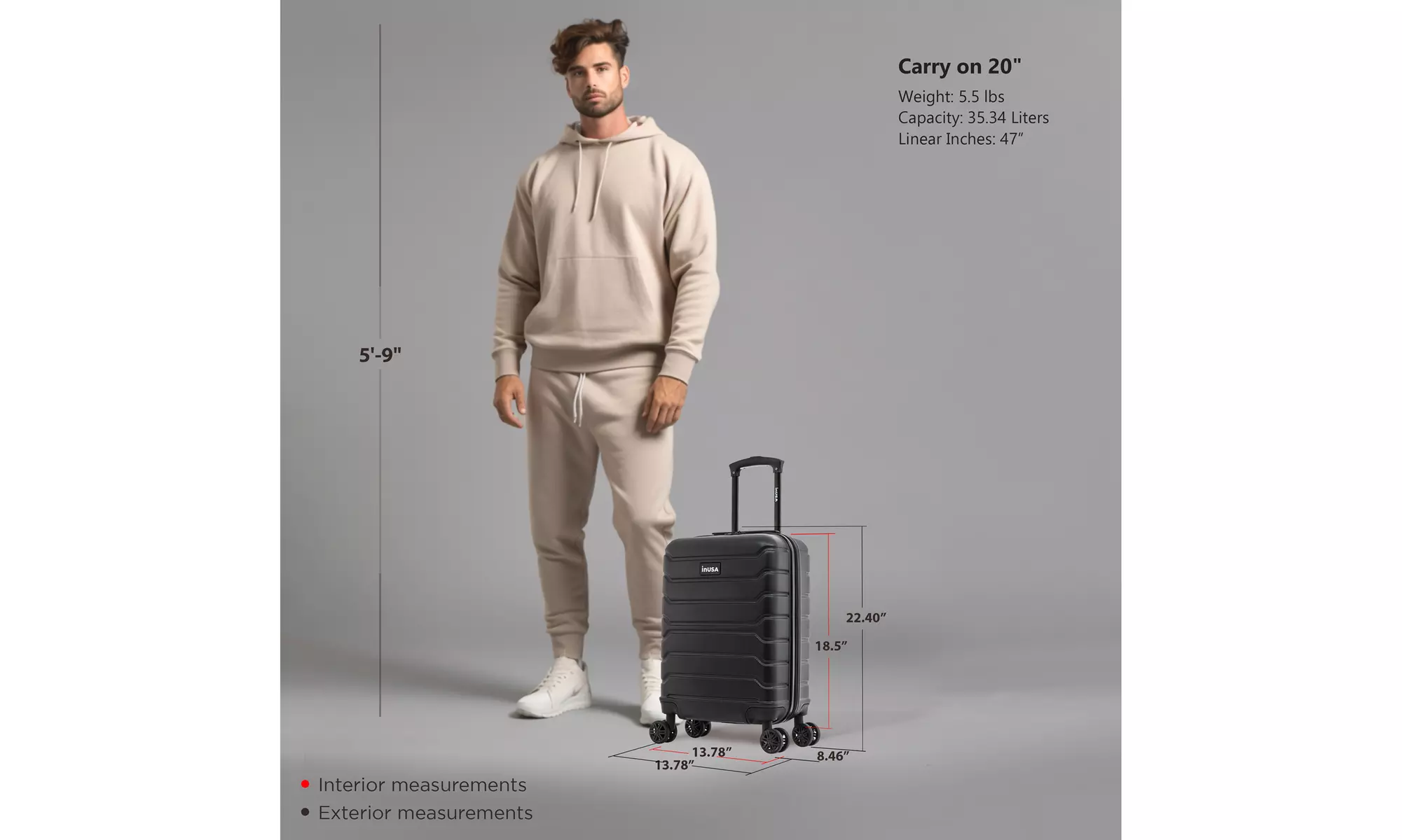 InUSA Trend lightweight hardside spinner luggage 20'', 24", 28" 